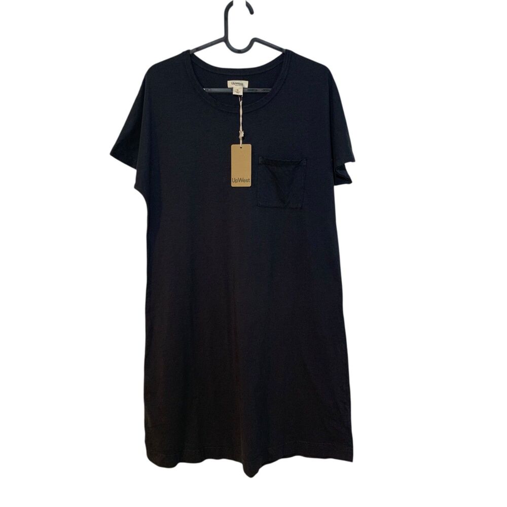Upwest Womens Gray Perfect T-Shirt Dress S Casual Basic Minimalist Sustainable